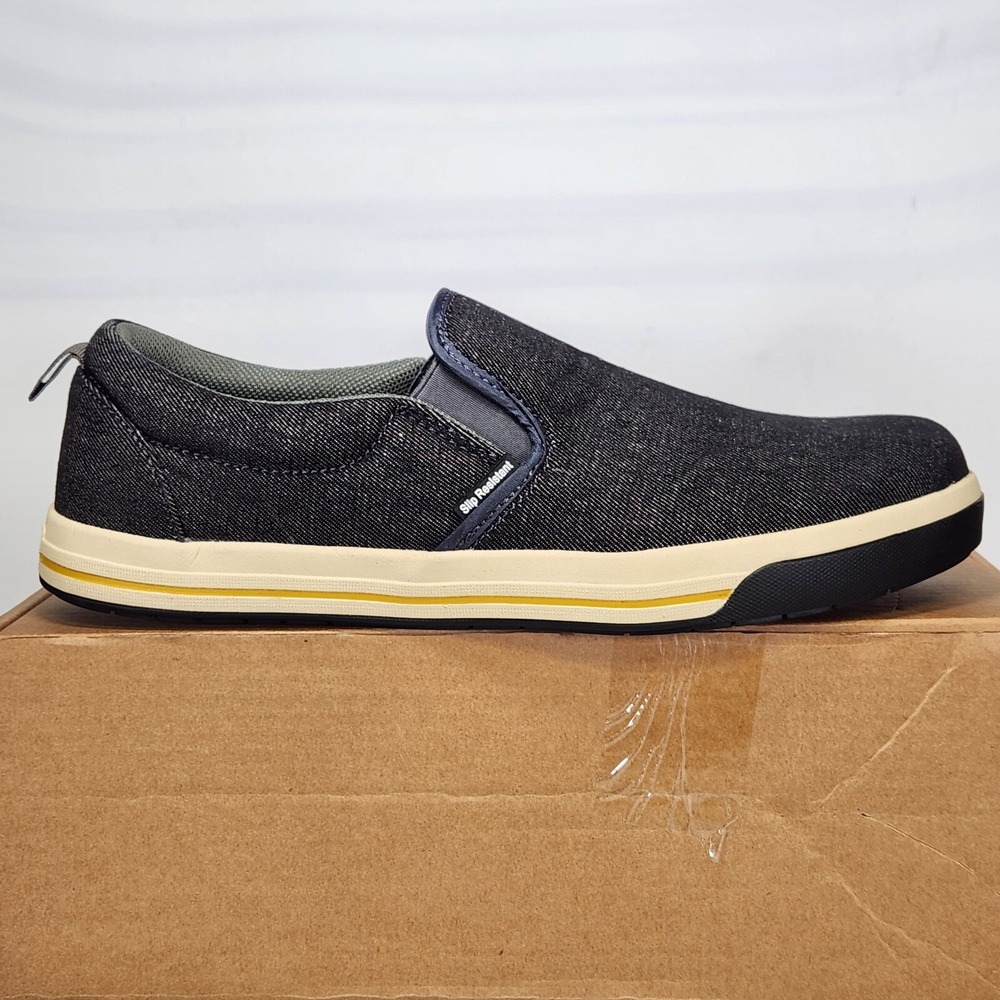 Nautilus Westside Slip-On Men Size 12 Wide Blue Denim Steel Toe Work Shoes N1430